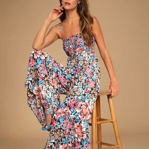 Inmod | Floral Jumsuit with Spaghetti Straps | size M